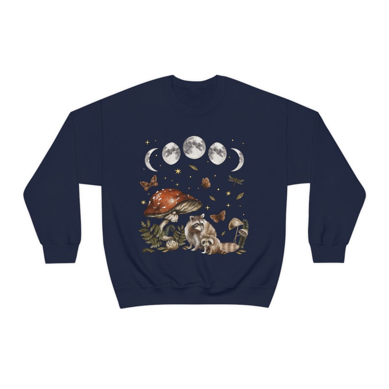 Raccoon Sweatshirt Racoon Sweatshirt Racoon Gifts Goblincore Clothing Cottagecore Sweater Mushroom Sweatshirt Mori Girl Fairycore Clothing image 8