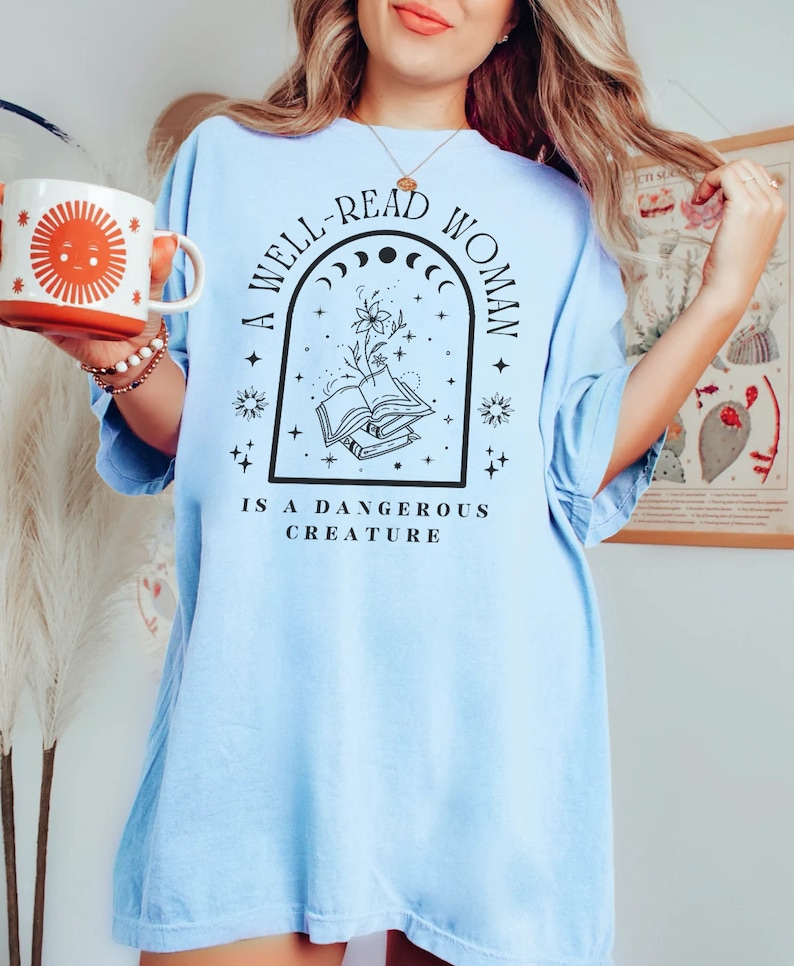 Bookish Shirt Reading Shirt Librarian Shirt Literature Shirt Literary Shirt Book Club Shirt Poet Shirt Aesthetic Clothes Mystical Shirt Gift Chambray