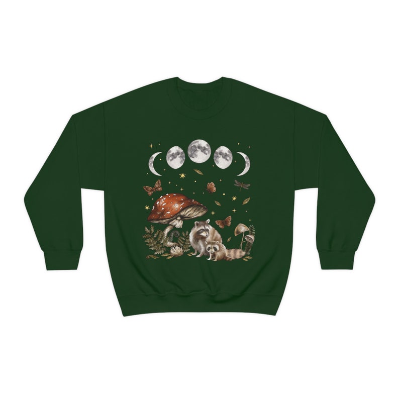 Raccoon Sweatshirt Racoon Sweatshirt Racoon Gifts Goblincore Clothing Cottagecore Sweater Mushroom Sweatshirt Mori Girl Fairycore Clothing image 5