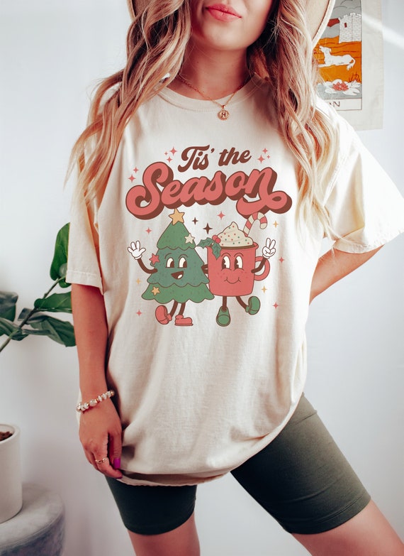 Comfort Colors Tis The Season Shirt Retro Christmas Shirt Groovy Shirt 1970s Christmas Tree Shirt Holiday Apparel Christmas Crewneck Gifts