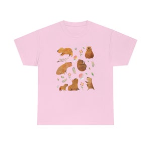 Capybara Shirt Capybara Gift Capybara Shirts Capybara T Shirt Cottage Core Shirt Cottagecore Clothing Cute Capybara Print Aesthetic Clothes Light Pink