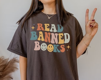 Read Banned Books Shirt Bookish Shirt Book Sweatshirt Poet Shirt Literature Shirt Librarian Shirt Retro Gift Aesthetic Clothes Indie T Shirt