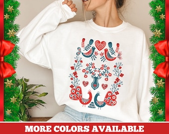 Scandinavian Sweater Cottagecore Shirt Cottagecore Clothes Aesthetic Clothes Scandinavian Folk Art Norwegian Gift Hygge Christmas Sweatshirt