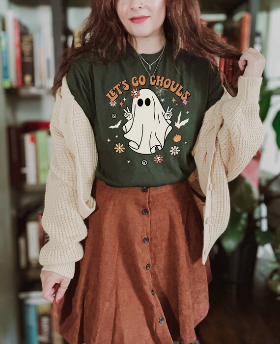 Lets Go Ghouls Shirt Retro Halloween Shirt Funny Ghost Shirt Spooky Season Shirt Plus Size Halloween Crewneck Fall Apparel Tee Pumpkin Shirt