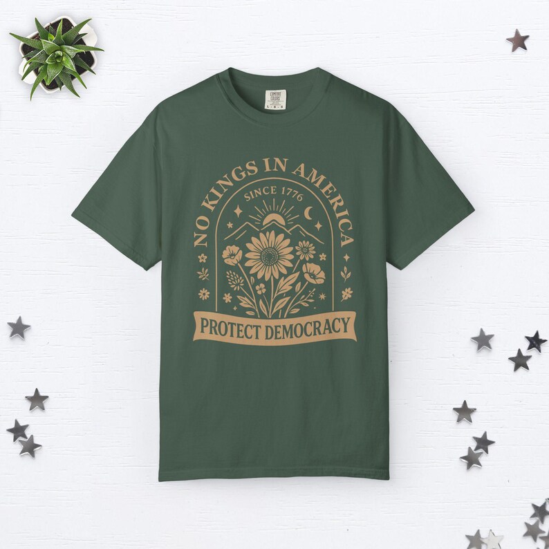 No Kings In America Shirt Fuck Trump Shirt No Kings Tshirt Anti Trump Shirt Fdt Shirt Anti Maga Shirt Democrat Shirt Floral Protest Shirt Blue Spruce