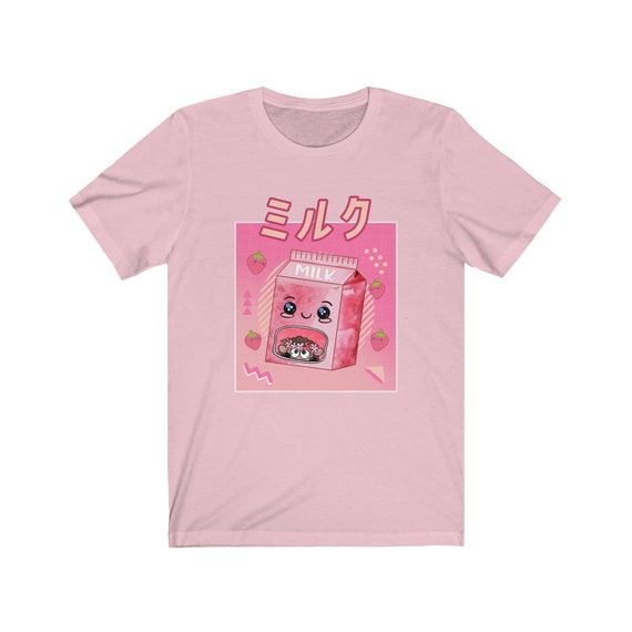 Pink Strawberry Milk T Shirt Plus Size Kawaii Clothing Japanese