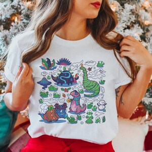 Dinosaur Christmas Shirt Kidcore Aesthetic Kidcore Clothing Dino Shirt Paleontology Shirt Dinosaur Clothes Dinosaur Print Tee Dinosaur Gift