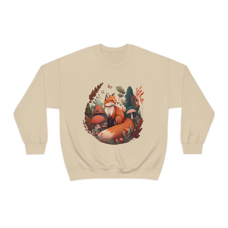 Fox Sweatshirt Red Fox Sweater Forestcore Clothing Fox Gifts Cottagecore Sweater Cottagecore Clothing Wildlife Sweatshirt Aesthetic Clothes Sand