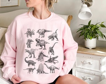 Dinosaur Sweatshirt Dinosaur Sweater Dinosaur Crewneck Dinosaur Clothes Dinosaur Christmas Crewneck Dinosaur Shirt Womens Paleontology Shirt