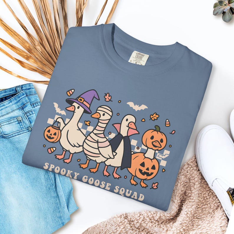 Halloween Goose Shirt Spooky Goose Shirt Retro Halloween Shirt Horror Goose Shirt Ghost Goose Tee Funny Goose Lover Gift Halloween Gift Teen Blue Jean