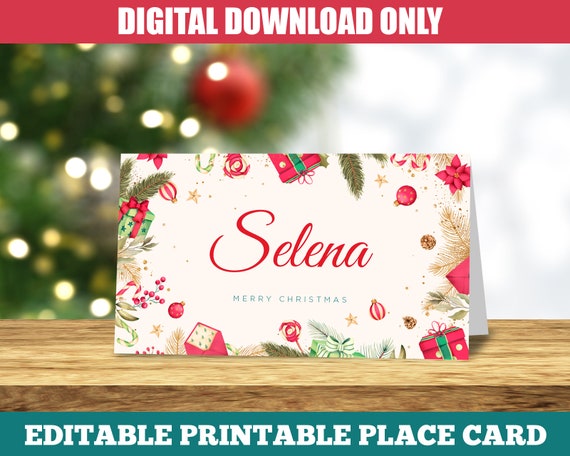Printable Christmas Place Cards Christmas Place Card Template | Etsy