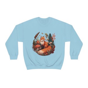 Fox Sweatshirt Red Fox Sweater Forestcore Clothing Fox Gifts Cottagecore Sweater Cottagecore Clothing Wildlife Sweatshirt Aesthetic Clothes Light Blue