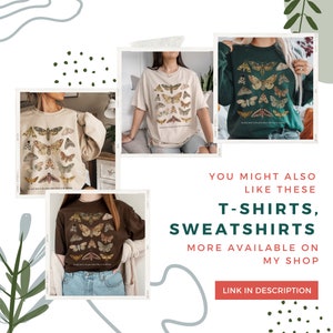 Moth Sweatshirt Moth Shirt Cottagecore Sweater Goblincore Clothing Moth Sweater Cottagecore Clothes Insect Bug Sweatshirt Aesthetic Clothes image 7