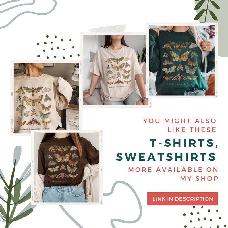 Moth Sweatshirt Moth Shirt Cottagecore Sweater Goblincore Clothing Moth Sweater Cottagecore Clothes Insect Bug Sweatshirt Aesthetic Clothes image 7