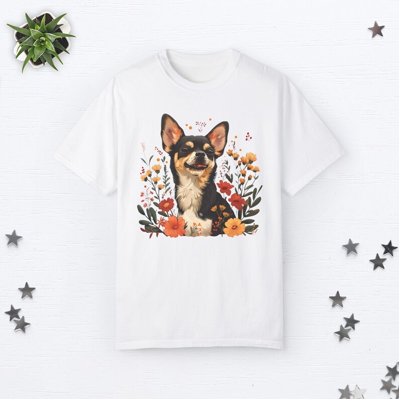 Chihuahua Shirt Chihuahua Geschenke Süßes Chihuahua Mom Shirt Floral Hund Tshirt Hunde Liebhaber Geschenk Hund Mama Cottage Core Kleidung Botanische Shirt White
