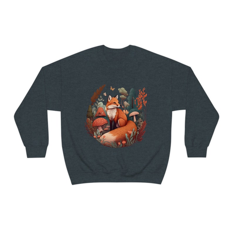 Fox Sweatshirt Red Fox Sweater Forestcore Clothing Fox Gifts Cottagecore Sweater Cottagecore Clothing Wildlife Sweatshirt Aesthetic Clothes image 5