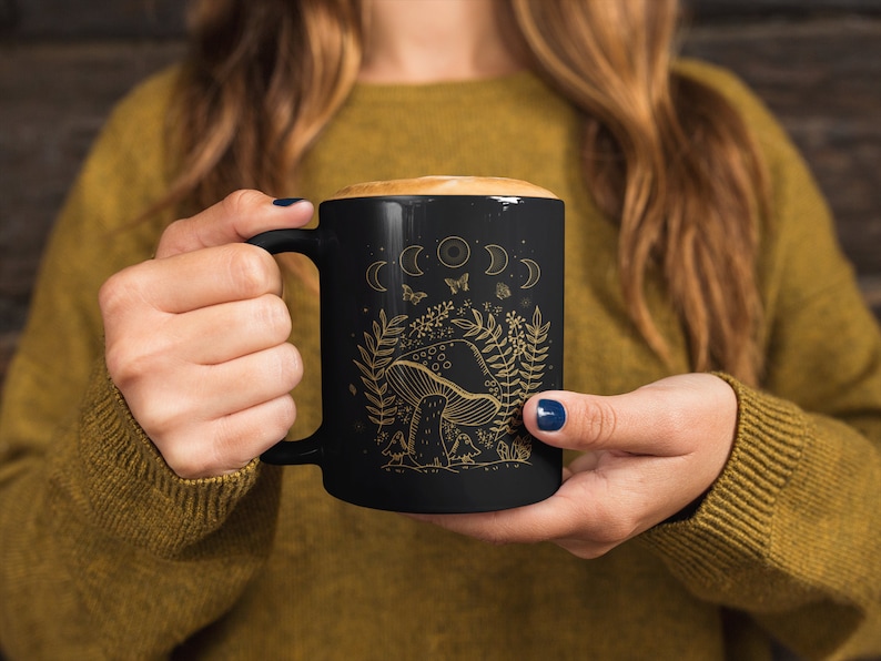 Cottage Core Mushroom Mug Cottagecore Mug Cottage Core Decor Magic Mushroom Cup Plant Mug Amanita Mushroom Aesthetic Mugs Goblincore Mug image 1