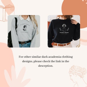 May include: Two sweatshirts with a dark academia theme. The gray sweatshirt features a white illustration of a woman's head with the text "In Libris, Libertas" and "In Books, Freedom". The black sweatshirt features a white illustration of a woman's head with the text "In Libris, Libertas" and "In Books, Freedom".