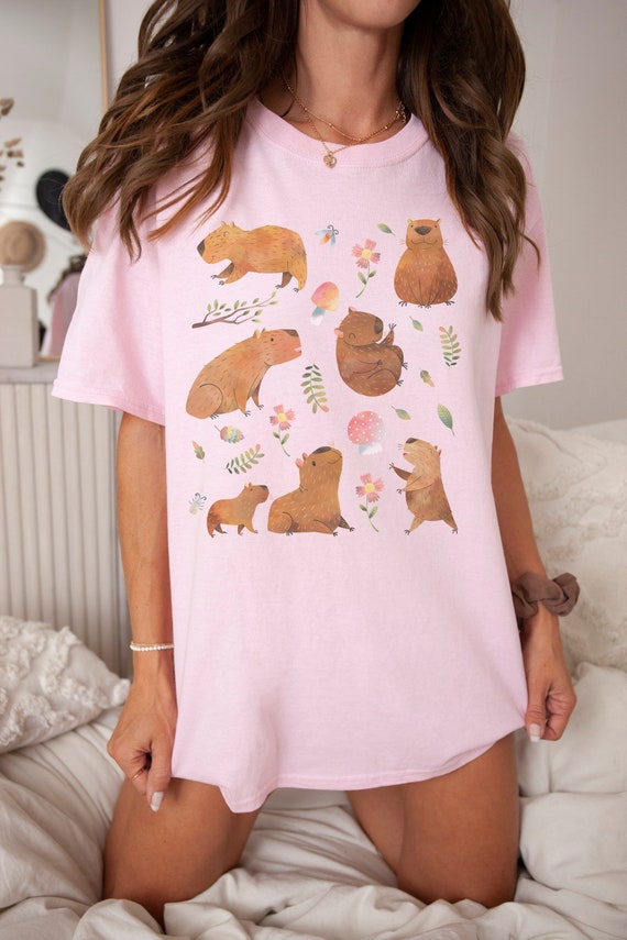 Capybara Shirt Capybara Gift Capybara Shirts Capybara T Shirt Cottage Core Shirt Cottagecore Clothing Cute Capybara Print Aesthetic Clothes