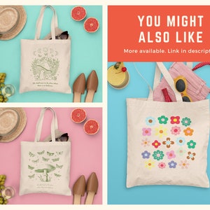 Flower Tote Bag Floral Tote Bag Reusable Tote Bag Aesthetic Tote Bag Canvas Tote Bag Cute Tote Bag Positive Tote Bag Summer Trendy Tote Bag image 7