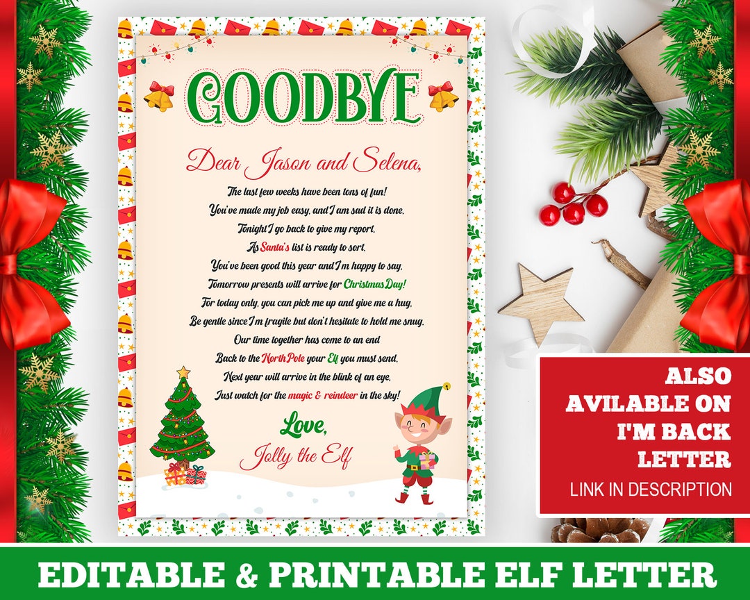 Elf Goodbye Letter Printable Personalized Elf Letter Elf on - Etsy