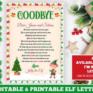 Elf Goodbye Letter Printable Personalized Elf Letter Elf on - Etsy