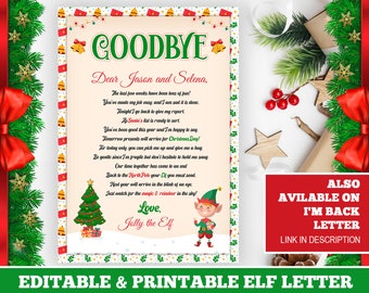 Elf Goodbye Letter printable, personalized elf letter, elf on the shelf, Elf kit, Editable Elf Letter, Elf Return Letter, Elf Letter digital