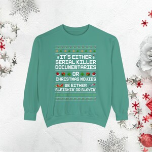 Pull de Noël moche drôle pour femmes, sweat-shirt de Noël grande taille, sweat-shirt de film de Noël, cadeaux de Noël en vrac, col ras du cou de Noël preppy Light Green
