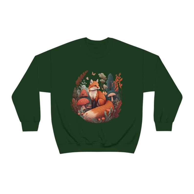 Fox Sweatshirt Red Fox Sweater Forestcore Clothing Fox Gifts Cottagecore Sweater Cottagecore Clothing Wildlife Sweatshirt Aesthetic Clothes image 3
