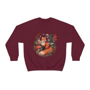 Fox Sweatshirt Red Fox Sweater Forestcore Clothing Fox Gifts Cottagecore Sweater Cottagecore Clothing Wildlife Sweatshirt Aesthetic Clothes image 6