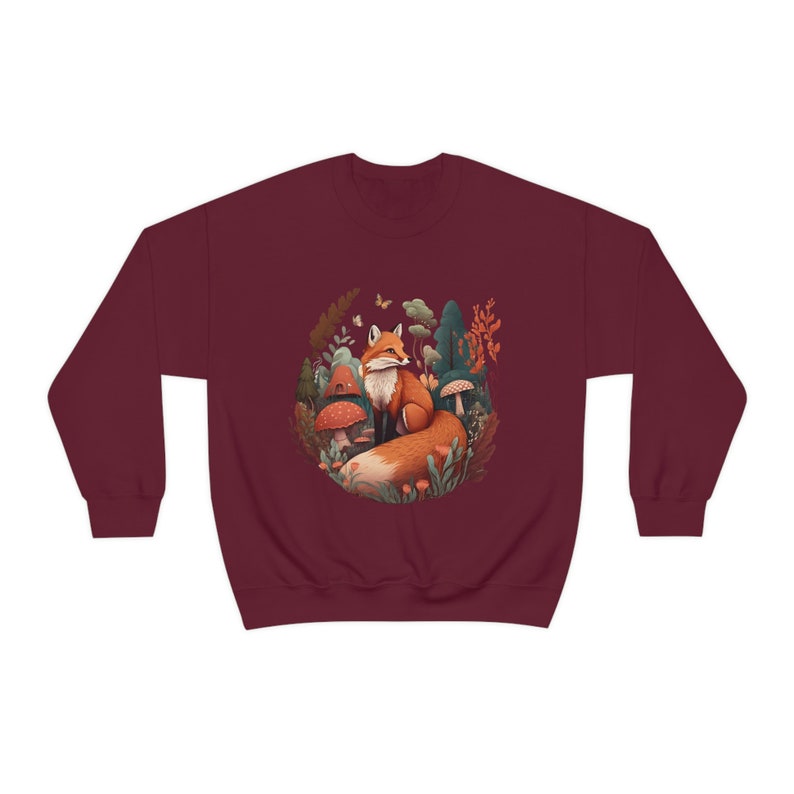 Fox Sweatshirt Red Fox Sweater Forestcore Clothing Fox Gifts Cottagecore Sweater Cottagecore Clothing Wildlife Sweatshirt Aesthetic Clothes image 6