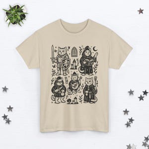 Medieval Cat Shirt Castlecore Shirt Fantasy Shirt Booktrovert Shirt Cat Knight Shirt Cat Lover Gift Renaissance Shirt Whimsigoth Clothing Sand