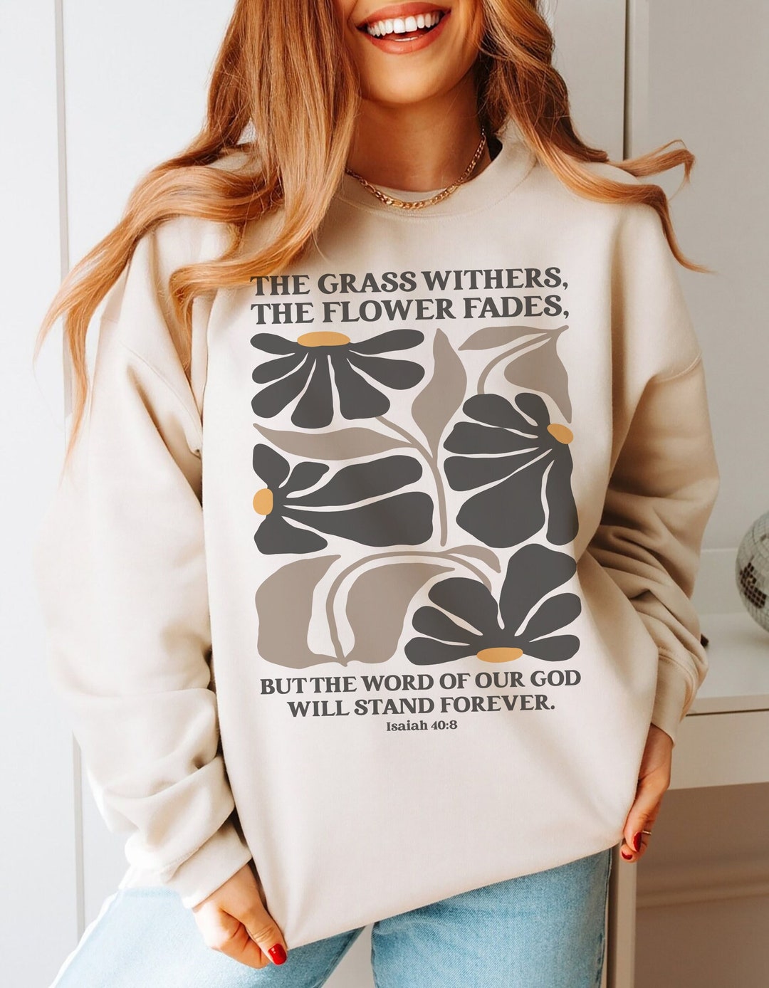 Boho Flower Sweatshirt Wildflowers Sweater Christian Crewneck