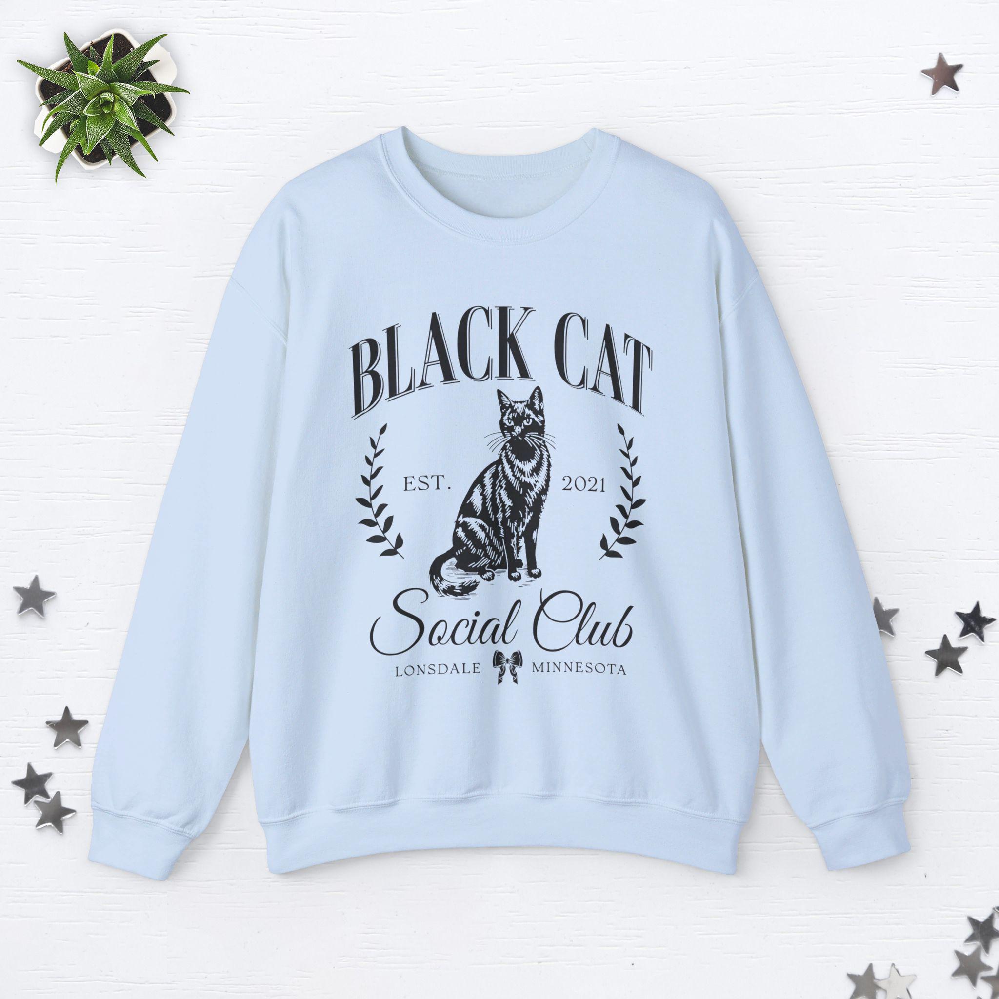 Custom Black Cat Sweatshirt Black Cat Sweater Old Money Aesthetic