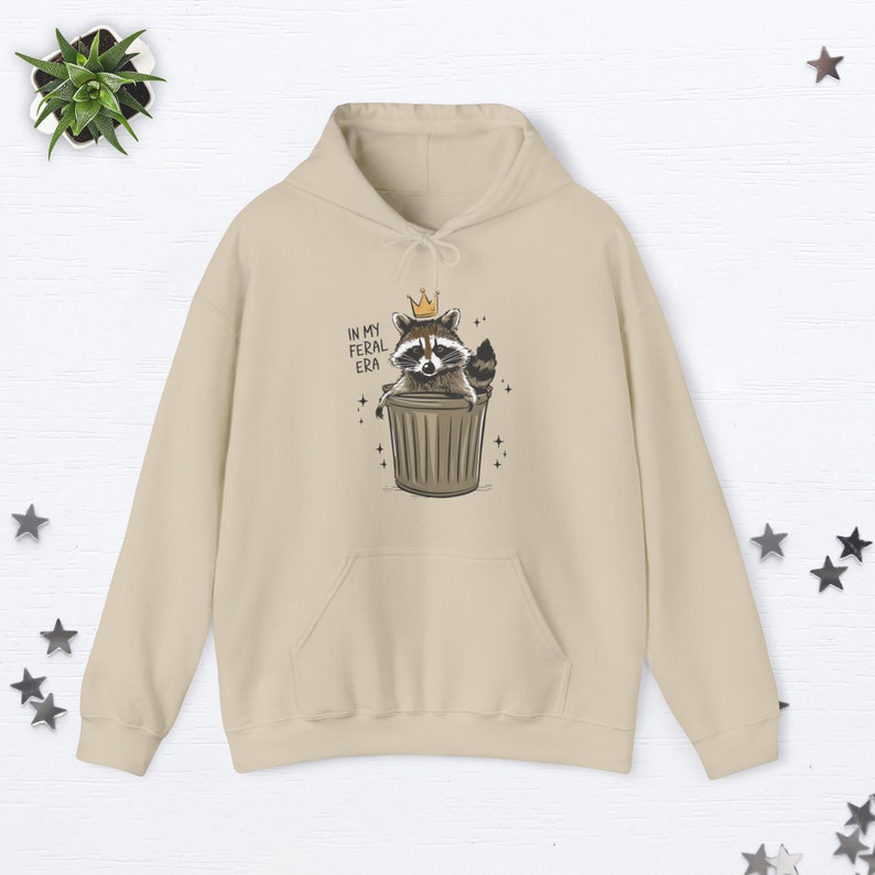 In My Feral Era Funny Raccoon Hoodie Racoon Gifts Raccoon Meme Hoodie Racoon Hoodie Animal Lover Gift Trash Panda Racoon Gifts Meme Gifts Sand