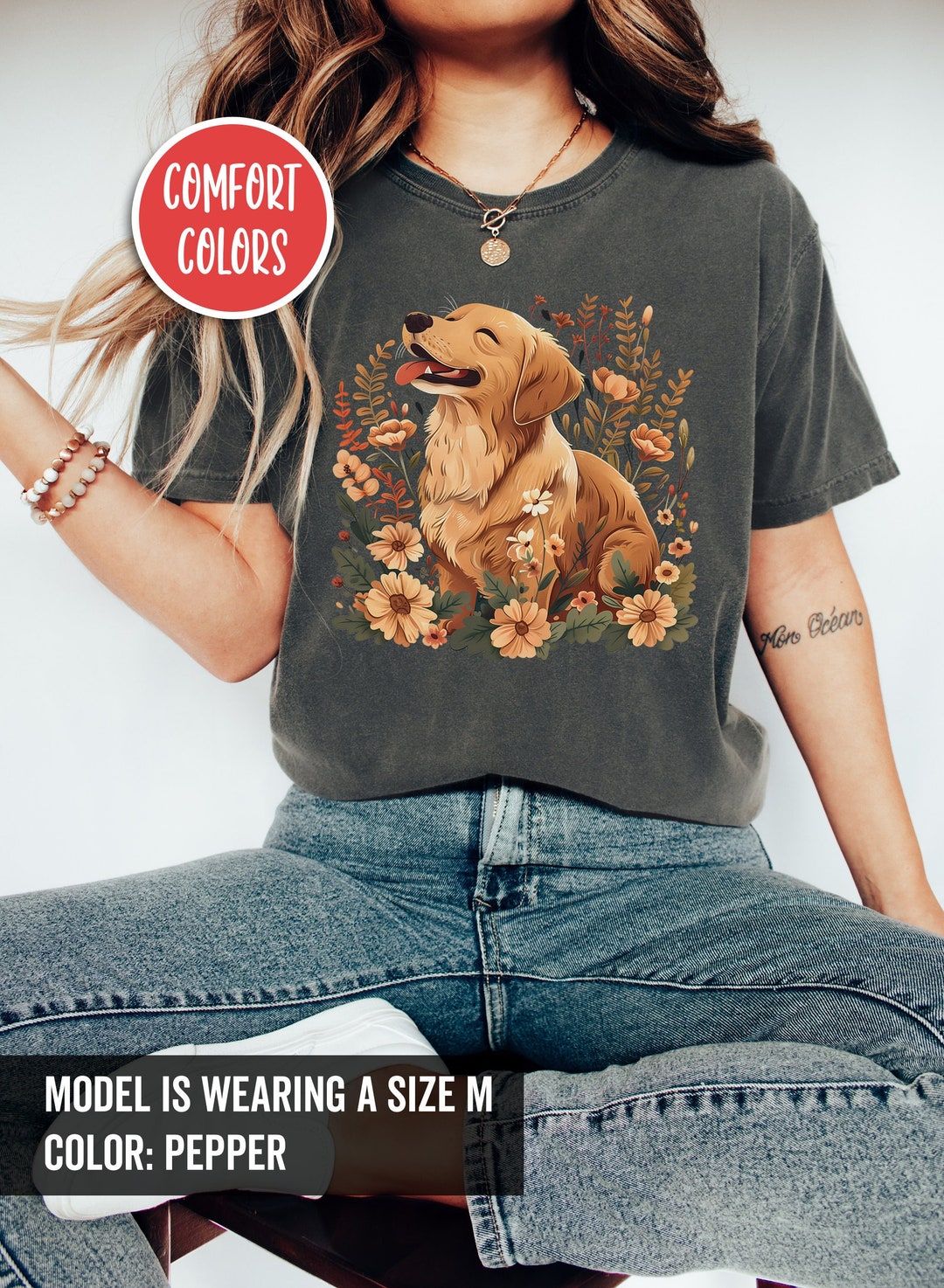 Golden Retriever Shirt Golden Retriever Gifts Dog Mom Shirt Floral Dog ...