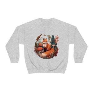 Fox Sweatshirt Red Fox Sweater Forestcore Clothing Fox Gifts Cottagecore Sweater Cottagecore Clothing Wildlife Sweatshirt Aesthetic Clothes Ash