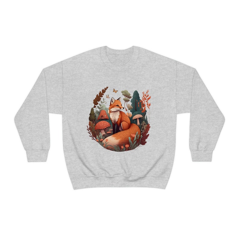 Fox Sweatshirt Red Fox Sweater Forestcore Clothing Fox Gifts Cottagecore Sweater Cottagecore Clothing Wildlife Sweatshirt Aesthetic Clothes Ash