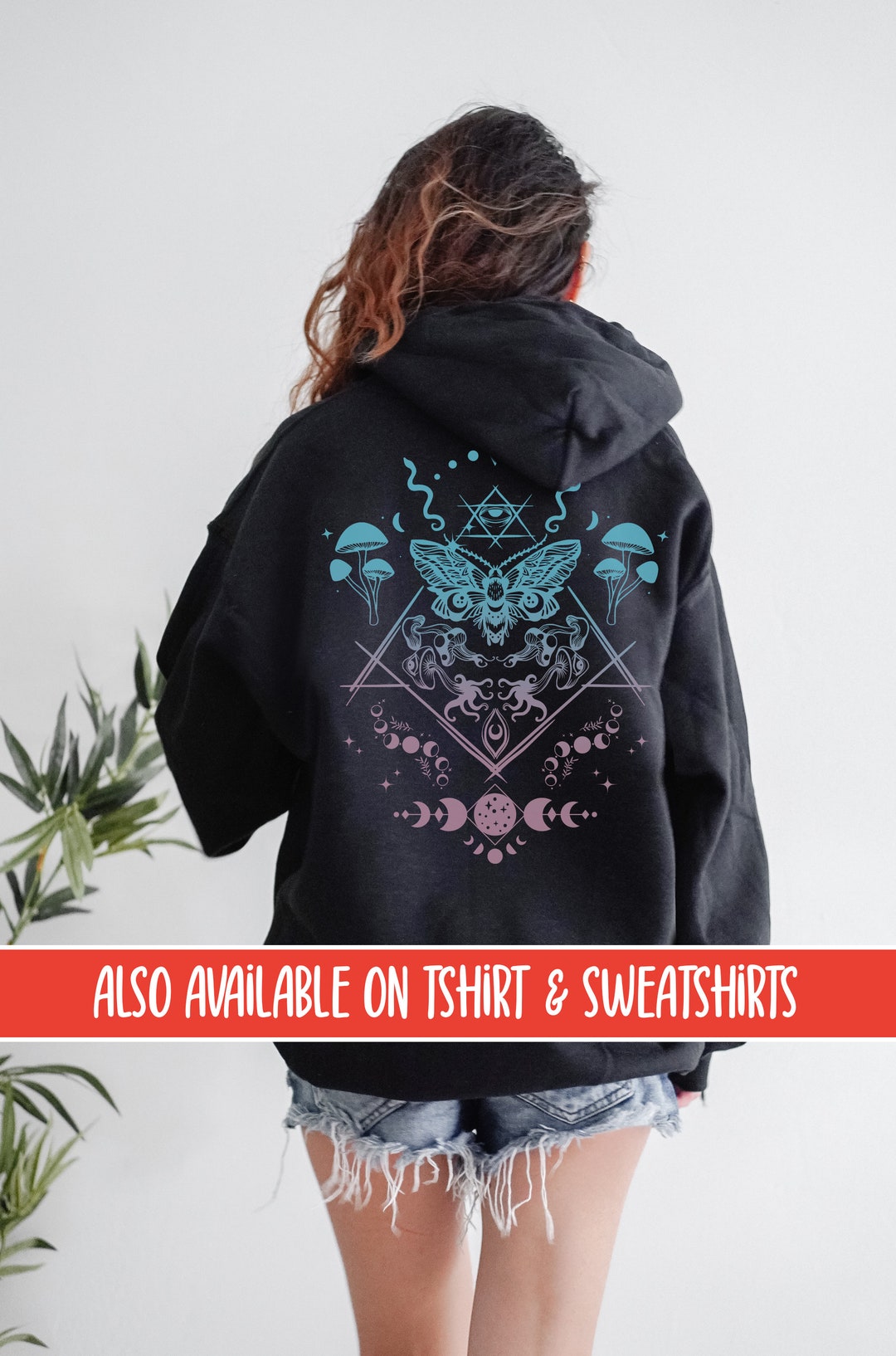 Moth Hoodie Goblincore Clothing Cottagecore Hoodie Mushroom Hoodie Goth ...