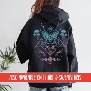 Moth Hoodie Goblincore Clothing Cottagecore Hoodie Mushroom Hoodie Goth Hoodie Celestial Hoodie Witchy Hoodie Moth Shirt Cottagecore Sweater