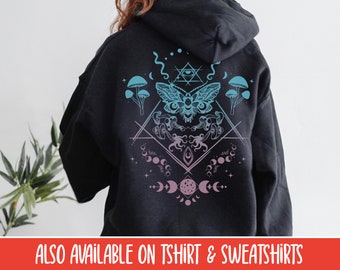 Moth Hoodie Goblincore Clothing Cottagecore Hoodie Mushroom Hoodie Goth Hoodie Celestial Hoodie Witchy Hoodie Moth Shirt Cottagecore Sweater