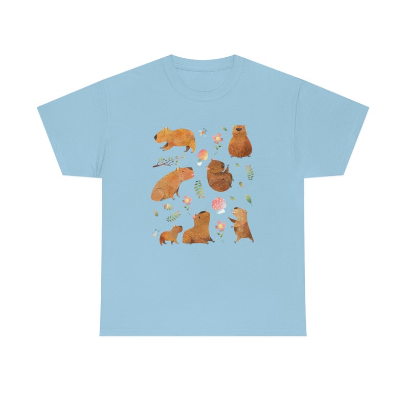 Capybara Shirt Capybara Gift Capybara Shirts Capybara T Shirt Cottage Core Shirt Cottagecore Clothing Cute Capybara Print Aesthetic Clothes Light Blue