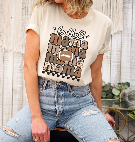 ブランド通販 Football Retro Mama Mama Leopard Shirt Mom Football Shirt シャツ