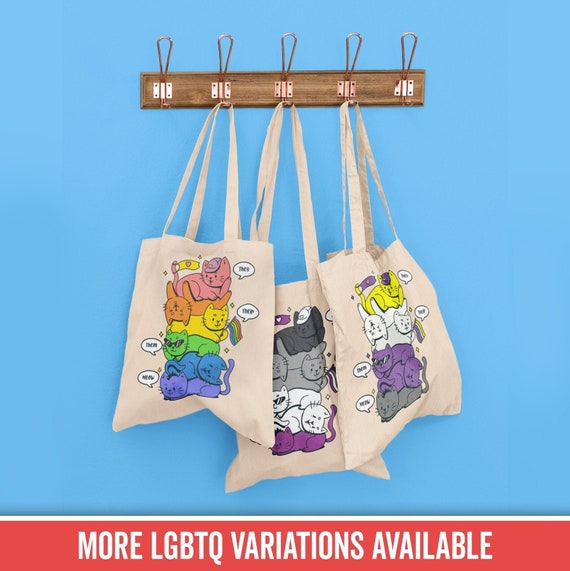 Lgbtq Pride Tote Bag Pride Cat Tote Bag Aesthetic Subtle Pride 2022 Gay Tote Bags Bi Pride Ace Pride Trans Lesbian Pan Pride Nonbinary Pride