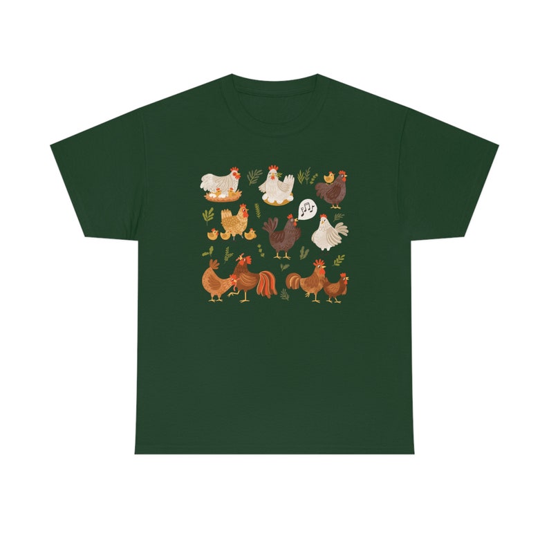 Chicken Shirt Chicken Tshirt Cottagecore Shirt Cottagecore Clothing Cottagecore Clothes Chicken Lover Gift Crazy Chicken Lady Farm Shirt Forest Green