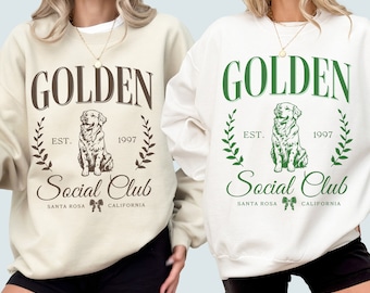 Custom Golden Retriever Sweatshirt Old Money Aesthetic Clothes Social Club Sweatshirt Golden Retriever Mom Sweater Golden Retriever Gifts