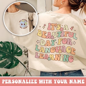 Retro Esl Teacher Sweatshirt Esol Teacher Crewneck Multilingual Learner Personalized Teacher Sweatshirt Ell Teacher Clothes Back To School