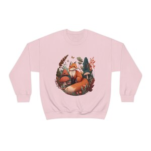 Fox Sweatshirt Red Fox Sweater Forestcore Clothing Fox Gifts Cottagecore Sweater Cottagecore Clothing Wildlife Sweatshirt Aesthetic Clothes Light Pink