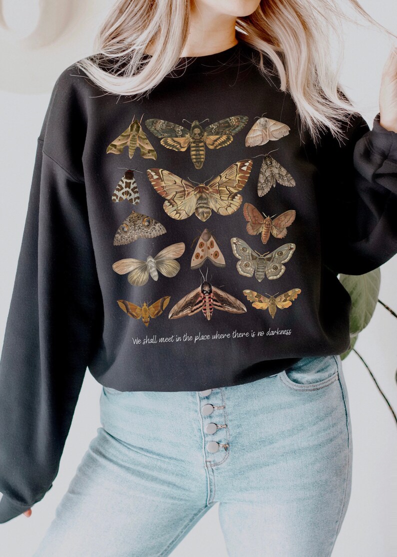 Moth Sweatshirt Moth Shirt Cottagecore Sweater Goblincore Clothing Moth Sweater Cottagecore Clothes Insect Bug Sweatshirt Aesthetic Clothes image 2