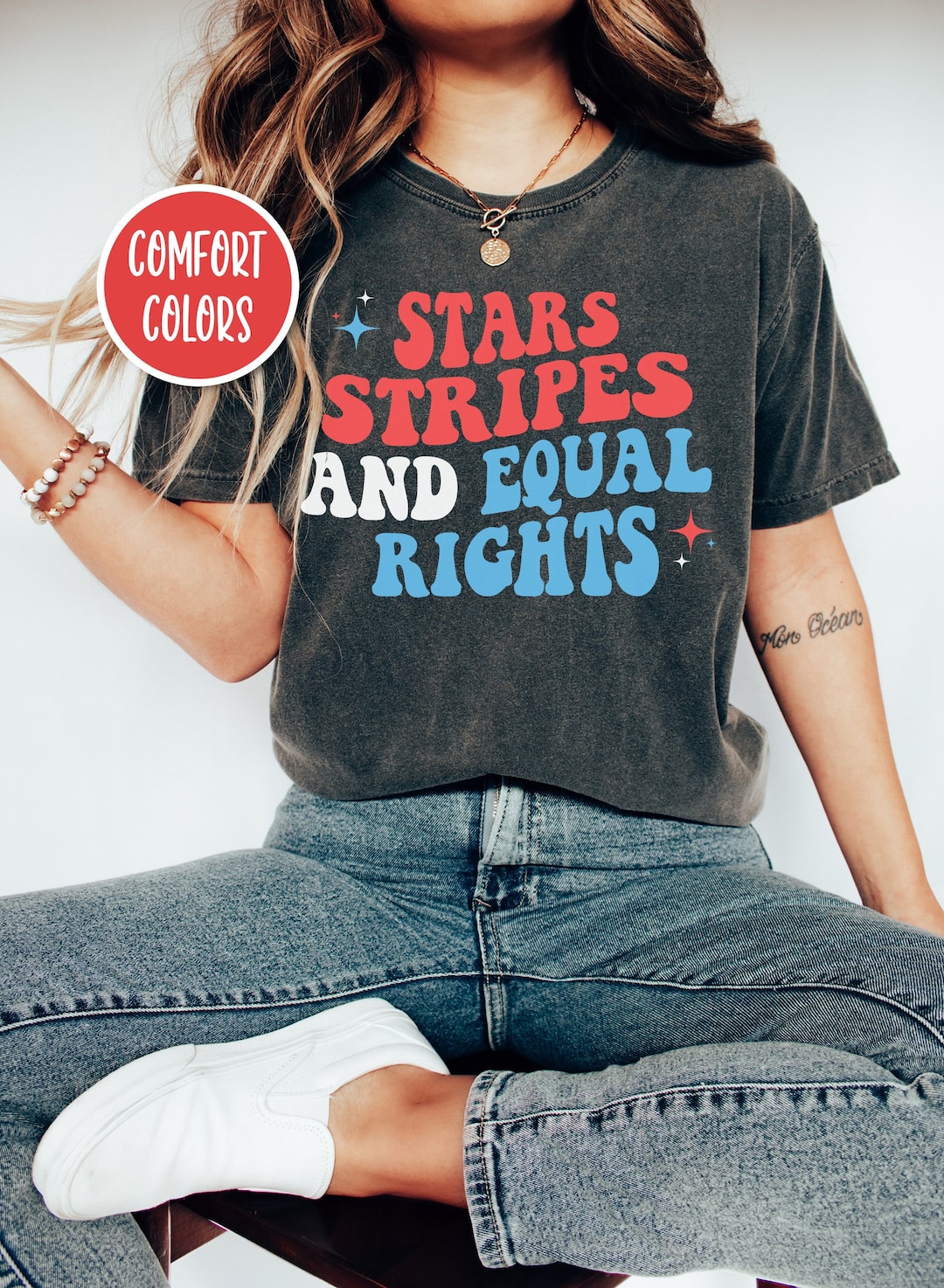 Stars Stripes and Equal Rights Shirt Retro 4th of July Shirt Retro ...